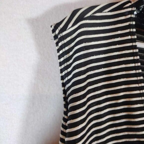 Women's Shirt By M Solo, Size Small, Black/grey/white Stripped - Picture 7 of 10